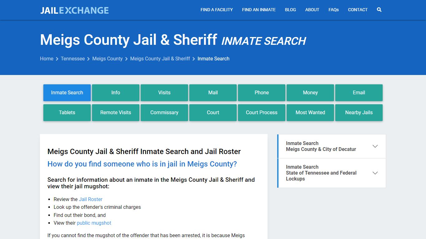 Inmate Search: Roster & Mugshots - Meigs County Jail & Sheriff, TN